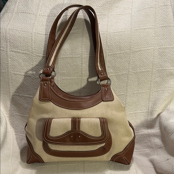 STONE MOUNTAIN Canvas/Leather Women's Shoulder Bag - Picture 1 of 13